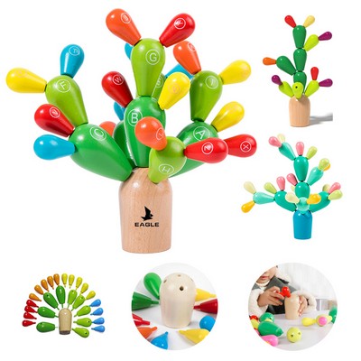 Wooden Stacking Rainbow Cactus Toy