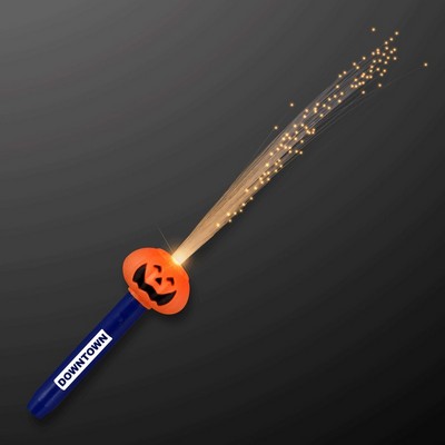 Pumpkin Face LED Wand with Flashing Fiber Optics - PRINTED