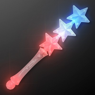Triple Star Light Up Flashing Wand (Red White Blue) - BLANK
